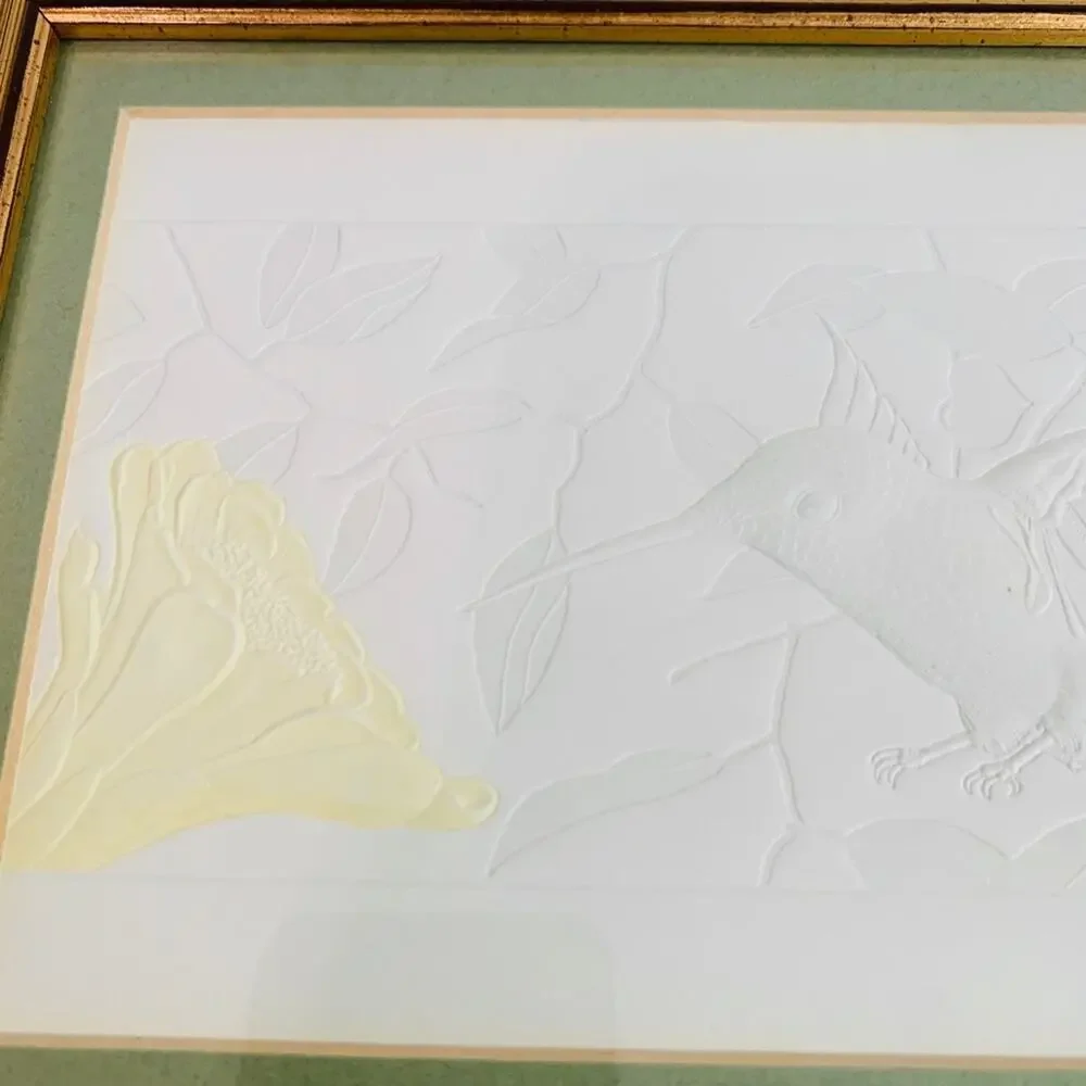 Vintage Hummingbird Relief Paper Art